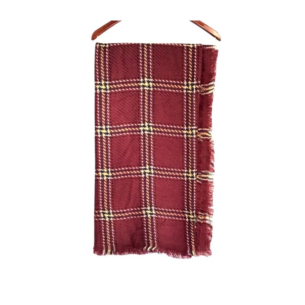 TIMELESS WINE PLAID PICNIC STYLE SCARF BLANKET